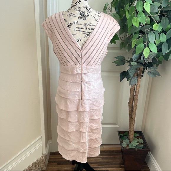 Adrianna Papell V-Neck Tiered Sleeveless Cocktail Dress Pink Sz 14 - Picture 8 of 16